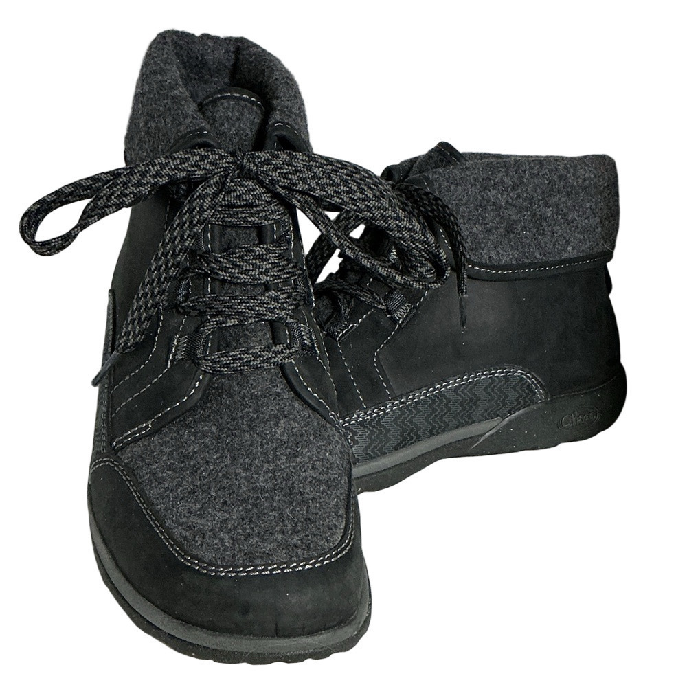 Chaco Black Wool Lace-Up Boots Waterproof Style Outdoor Winter Boot 9.5